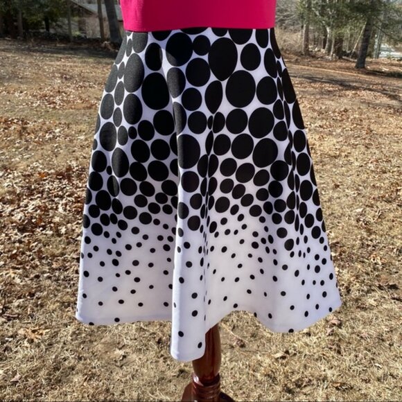 SANDRA DARREN DRESS FIT FLARE WHITE BLACK DOT Size 6 - Picture 3 of 6